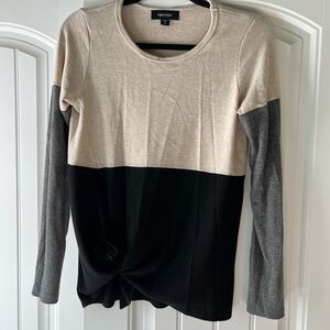 Women's Color Block Top - Cream, Black, and Gray
